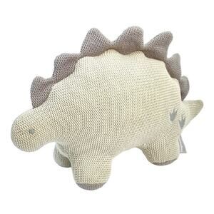 Living Textiles Stegosaurus Knit Rattle Stuffed Toy Nursery Cotton Gray New